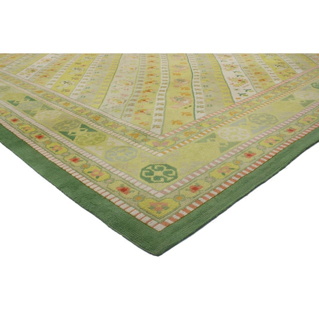 76742 Vintage Spanish Rug 12’01 x 14’11. Showcasing a bold expressive design, incredible detail and texture, this hand-...