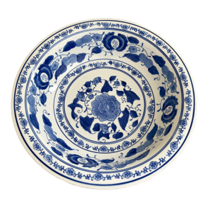 Chinoiserie Blue and White Porcelain Large Decorative Charger Plate