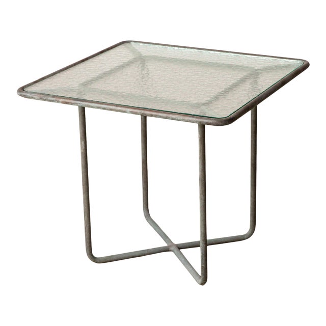 Mid 20th Century Walter Lamb for Brown Jordan Bronze Patio Square Side Table, Attributed For Sale