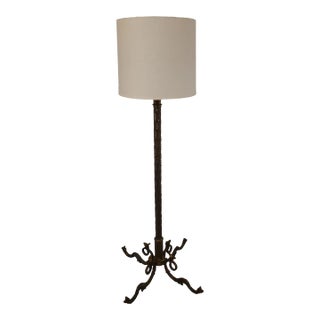 European Brass Early 20th Century Floor Lamp With Shade For Sale