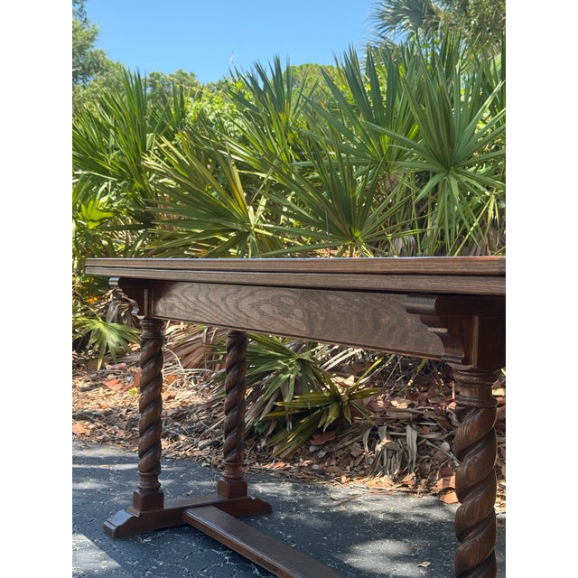 Vintage Ethan Allen Barley Twist Expandable Console Dining Table For Sale - Image 11 of 12