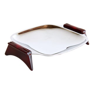 Vintage Art Deco / Mid Century Modern Stainless Steel & Bakelite Bar Tray For Sale