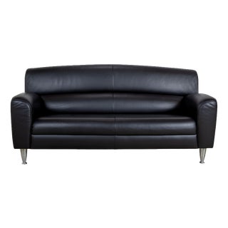 Black Leather Madison Two-Seater Sofa with Aluminum Legs from Poltrona Frau For Sale