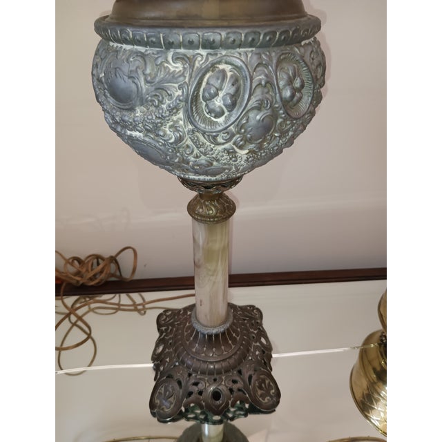 Antique Bradley & Hubbard Banquet Onyx Lamp Own a Masterpiece of Victorian Elegance: Authentic For Sale - Image 11 of 12