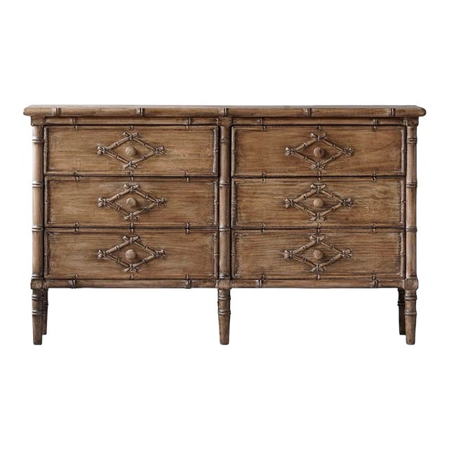 Matthew Izzo Home Bahama Faux Bamboo Pine Six Drawer Chest of Drawers For Sale