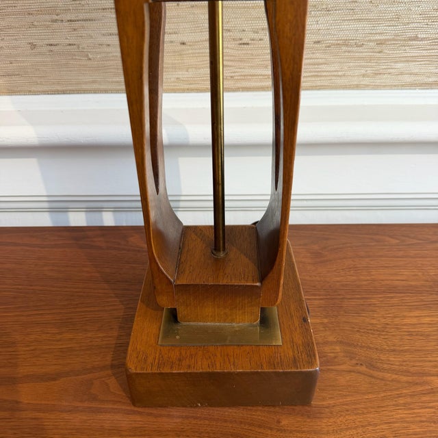 Wood Mid Century Modern Modeline Walnut Enamel and Burlwood Table Lamp by John Keal C. 1959 For Sale - Image 7 of 12