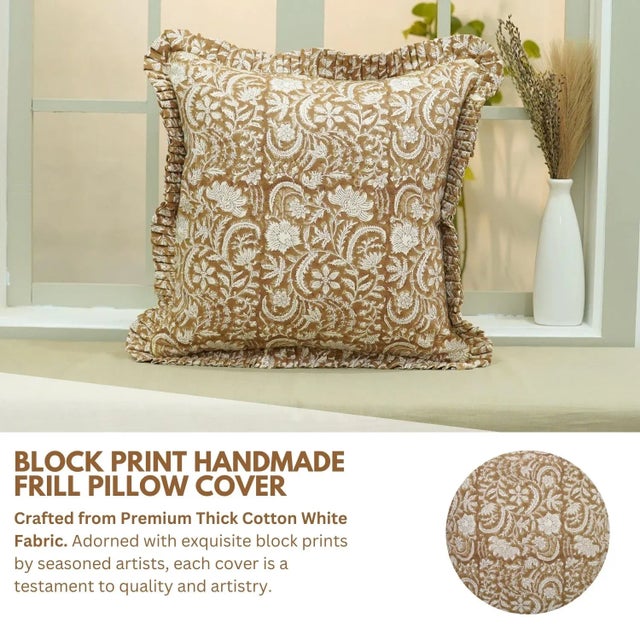 Bring timeless craftsmanship into your home with this block print handmade cushion cover. Made from thick cotton white ,...