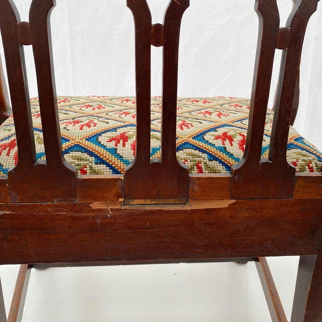 Wood 18th Century English George III Mahogany Upholstered Seat Armchair For Sale - Image 7 of 10