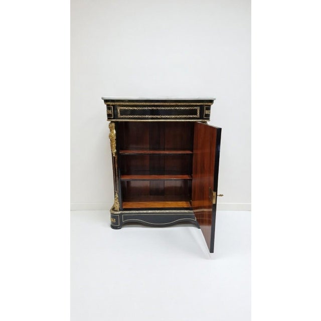 Napoleon III Dresser in Black Wood and White Marble For Sale - Image 5 of 15