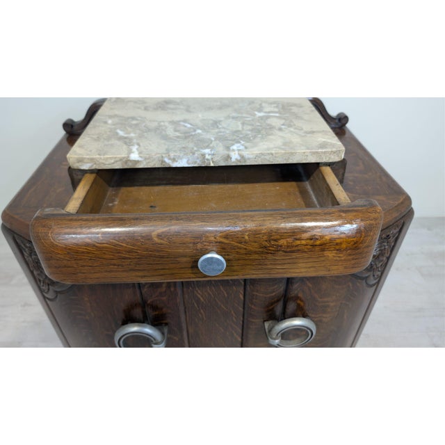 Brown Art Nouveau Oak and Marble Cabinet, 1920s For Sale - Image 8 of 16