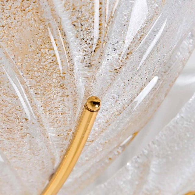 Murano Glass and Brass Eight Leaves Chandelier, 1960s For Sale - Image 6 of 12