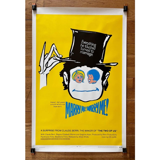 Movie Poster for French Movie: "Marry Me! Marry Me!" Allied Artists, 1969 "great color and graphic" "everything he touched...