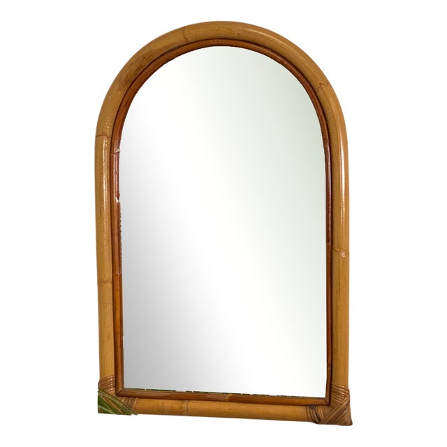 Vintage Bamboo Mirror, 1970s For Sale
