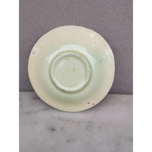 German Majolica Butter Pat With Leaves Circa 1900 For Sale - Image 4 of 4