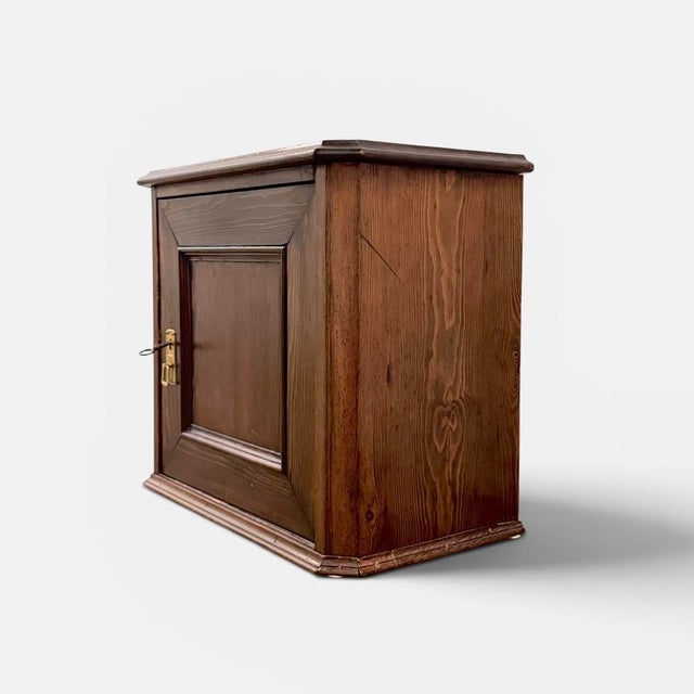 Antique danish oak cabinet produced during the late 19th / early 20th century. executed in dark stained oak with geometric...
