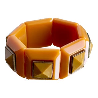 Vintage Mid-Century Modern Tangerine Stretch Bracelet, 1960s For Sale