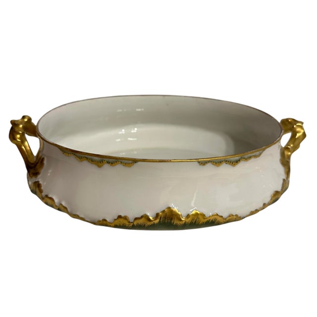 French Antique Haviland Porcelain Round Covered Vegetable Server For Sale - Image 3 of 11