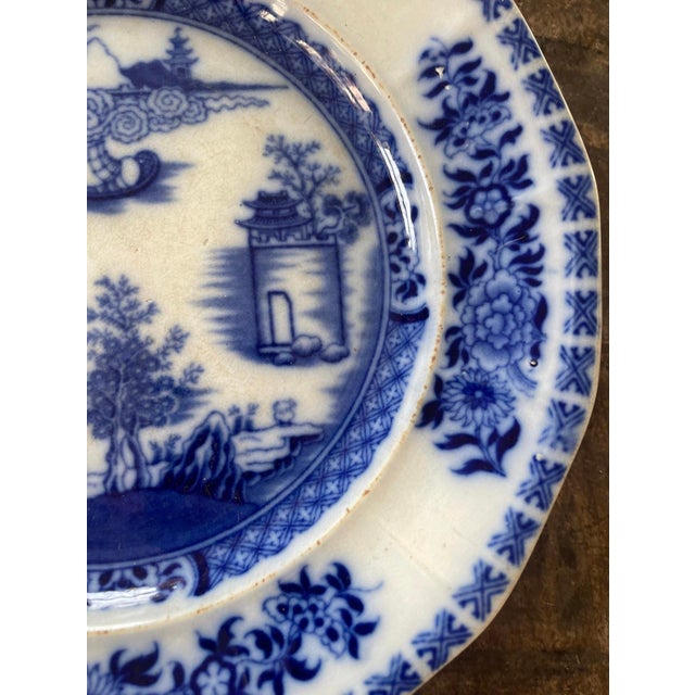 Antique Canton Export Blue and White Chinese Plate For Sale In Chicago - Image 6 of 10