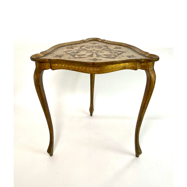 Wood Italian Gold Leaf Florentine Table For Sale - Image 7 of 9