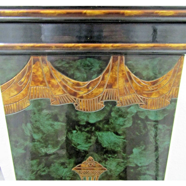1980s Castilian Imports Tall Gold Urn Drape Rope Green Pedestal Plant Stand For Sale - Image 10 of 12