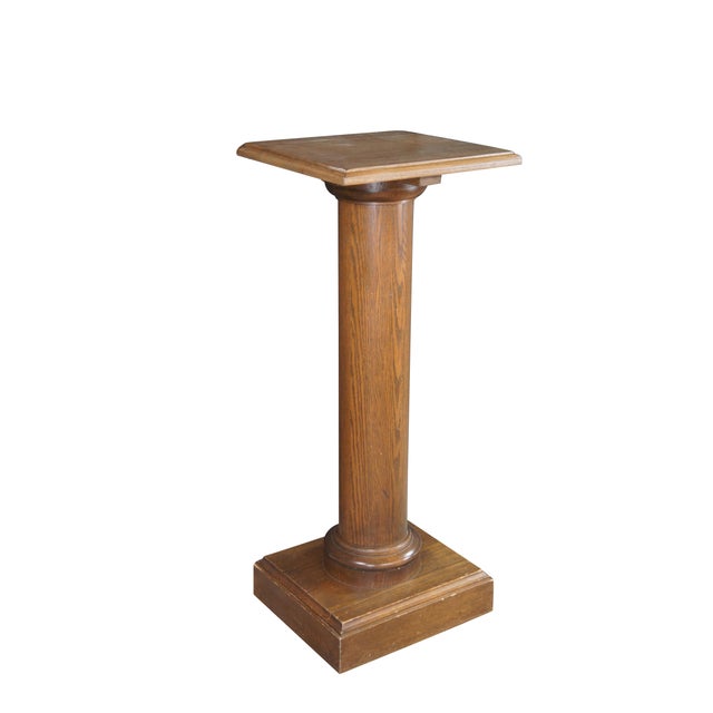 American Vintage Mission Arts & Crafts American Oak Sculpture Pedestal Plant Stand Column For Sale - Image 3 of 10