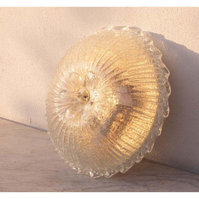 Italian 1970s Italian Transparent Murano Glass Ceiling With Flower For Sale - Image 3 of 12