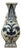 Small Distressed Finish Pear Shape Blue White Graphic Porcelain Vase For Sale
