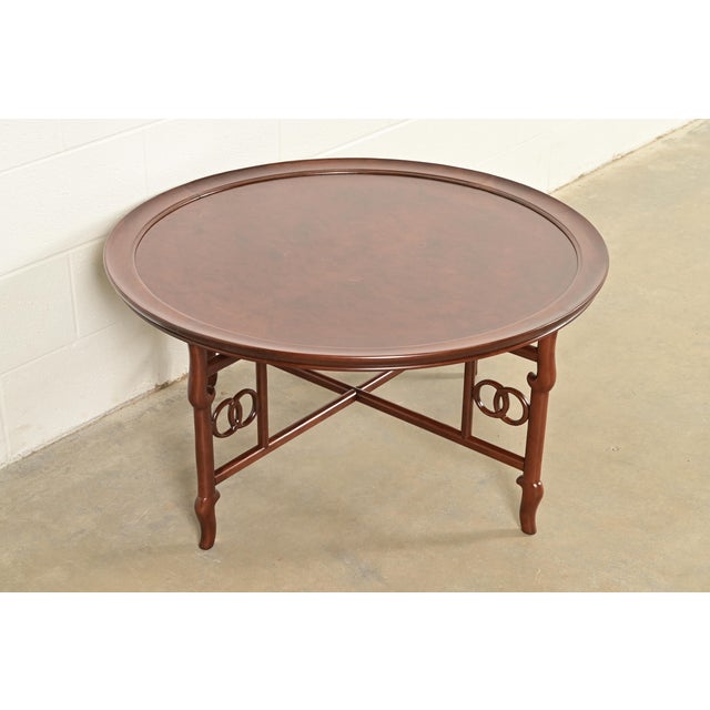 A gorgeous mid-century Hollywood Regency Chinoiserie coffee table or cocktail table By Michael Taylor for Baker Furniture,...