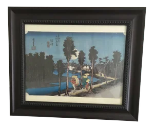 1950s "Tokaido Gojuuhsantsugi, Numazu" Japanese Woodblock Print After Utagawa Hiroshige, Framed
