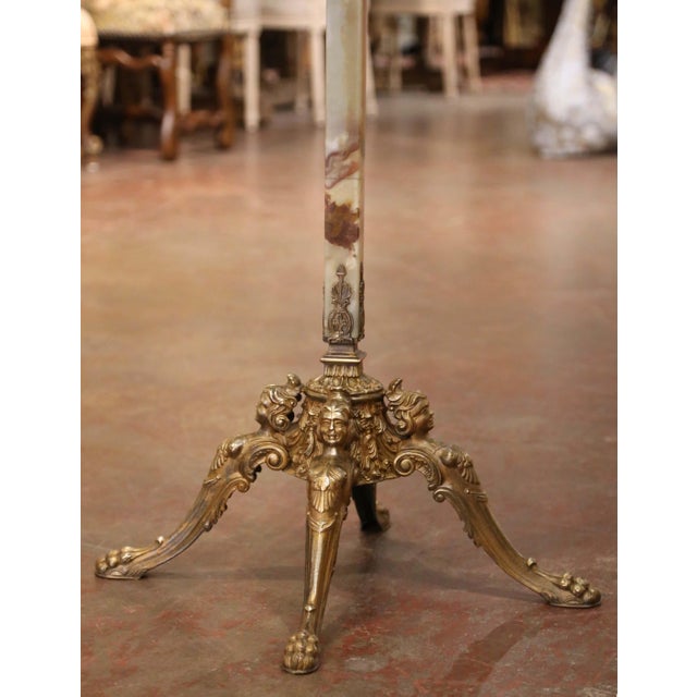Early 20th Century Early 20th Century French Onyx and Patinated Brass Standing Hall Tree For Sale - Image 5 of 9