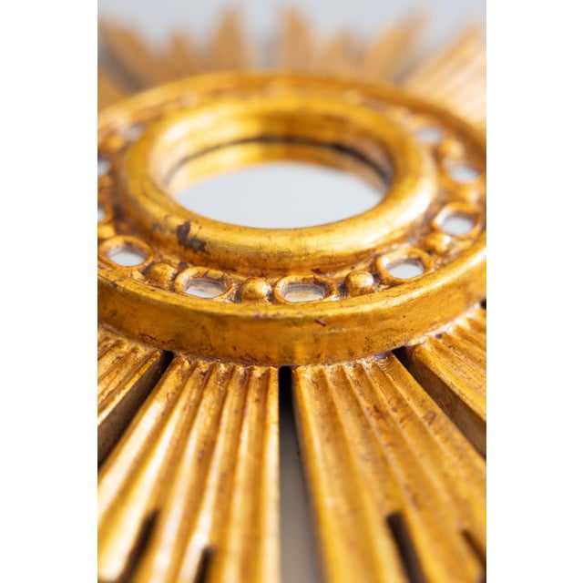 Mid Century French Giltwood Sunburst Mirror For Sale - Image 4 of 8