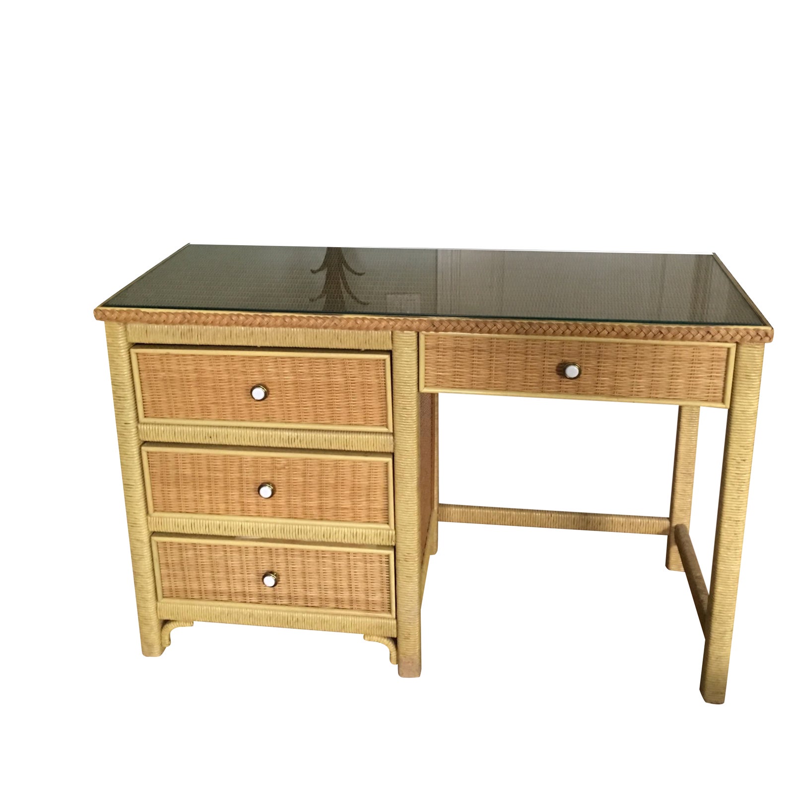 Henry Link MidCentury Wicker Desk Chairish