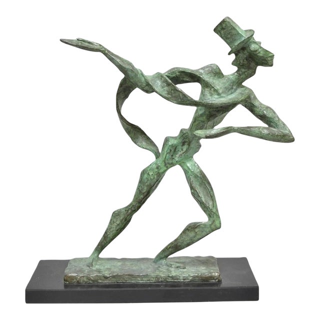 Mid 20th Century Estelle Goodman Brutalist Mid Century Modern Bronze Dancing Man Sculpture For Sale