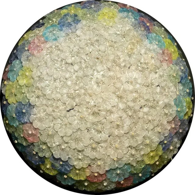 Multi-Color Murano Flower Glass Ceiling Light from Barovier & Toso, 1950s For Sale - Image 12 of 14