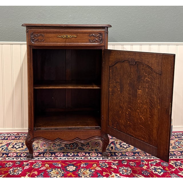 Antique French Louis XV Style Cabinet Cupboard With Drawer Carved Oak C. 1920s For Sale - Image 11 of 18