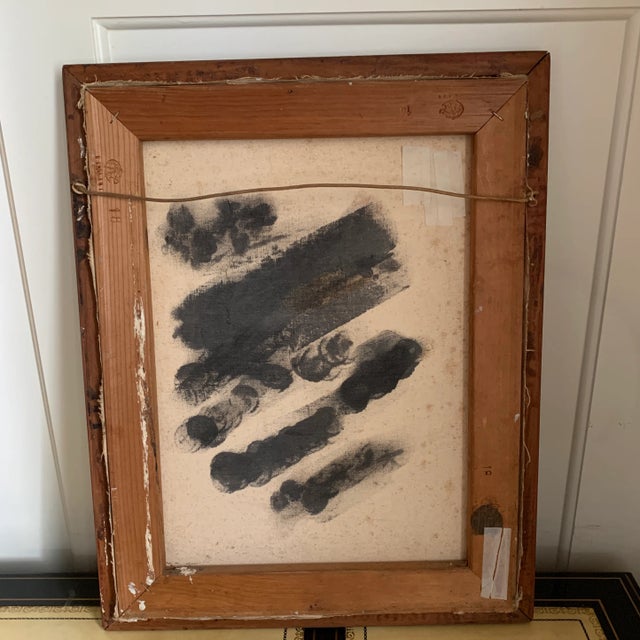 Wood Original Framed Mid Century Chinoiserie Floral Oil Painting For Sale - Image 7 of 9