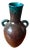 Amphora Vase in Turquoise and Brown Glazed Stoneware from Accolay, 1950s For Sale