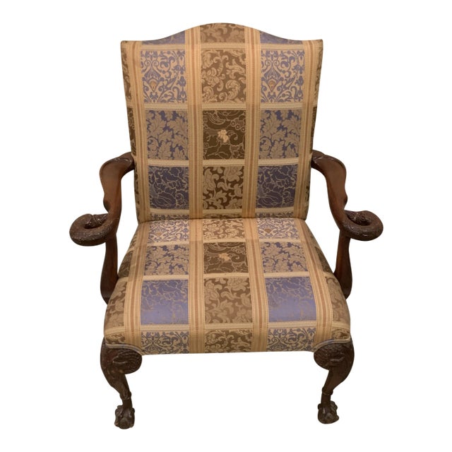 Vintage ‘Swan’ Carved Wood Armchair For Sale