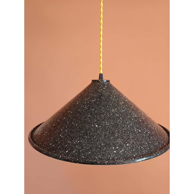 Yellow Large Vintage Industrial Sheet Metal Pendant Light, 39 Cm, 1970s For Sale - Image 8 of 10