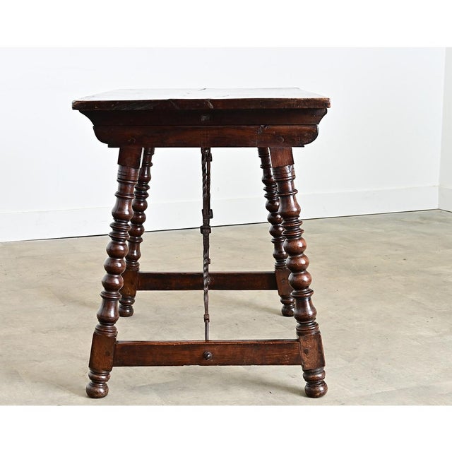 Brown Spanish 18th Century Chestnut & Forged Iron Table For Sale - Image 8 of 13