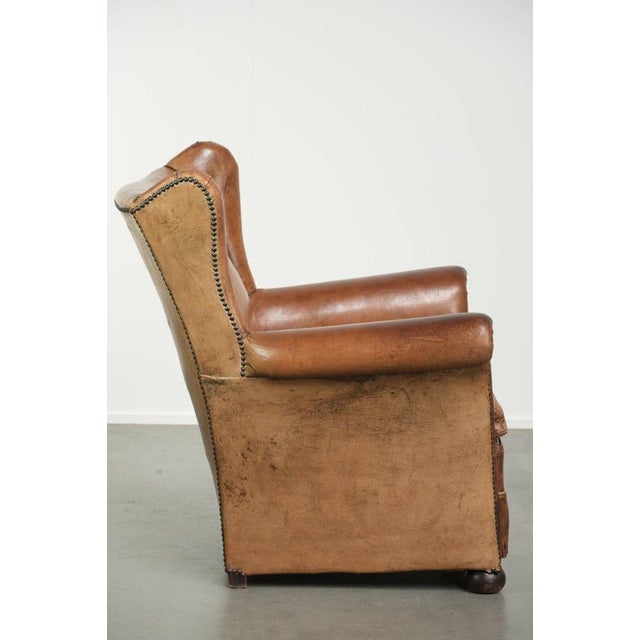 Vintage Sheepskin Wing Lounge Chair For Sale - Image 3 of 13