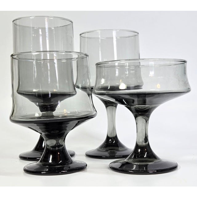 Smoky Grey Champagne Coupes- Set of Six For Sale - Image 12 of 12