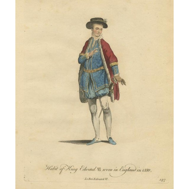 Blue Jefferys, Habit of King Edward Vi Worn in England in 1550, Jefferys Costume Plate, 1757, Engraving For Sale - Image 8 of 8