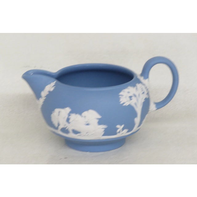 Wedgwood Wedgwood England Jasperware Blue Grecian Cameo Milk Creamer For Sale - Image 4 of 13