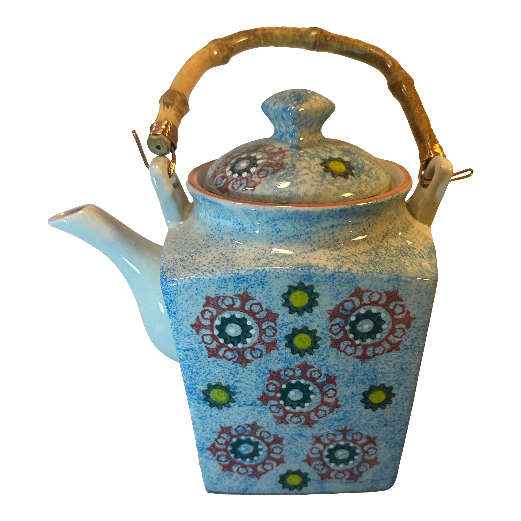 Late 20th Century Miyabi Yokohama Ceramic Teapot With Bamboo