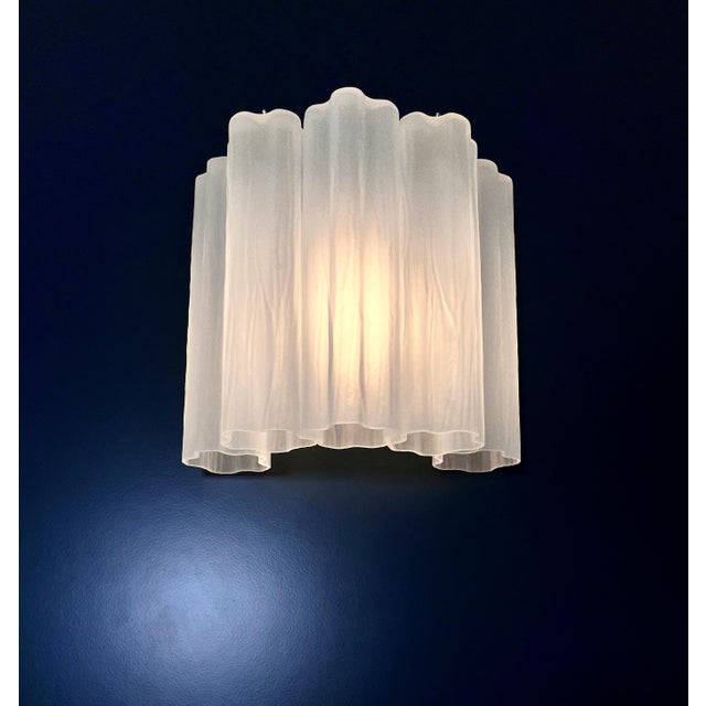 White Vintage Murano Glass Tube Wall Sconces, 1990, Set of 2 For Sale - Image 8 of 18