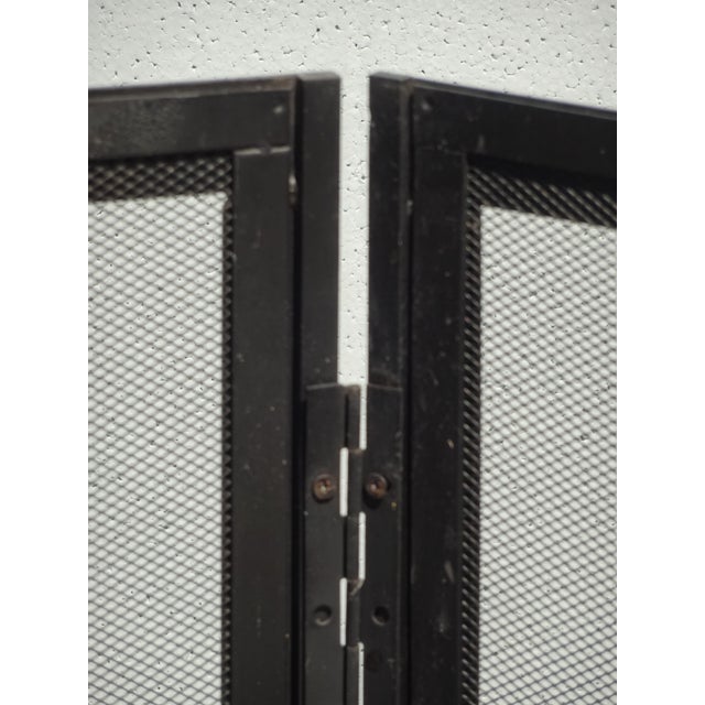 Vintage French Country Black Three Panel Fireplace Screen For Sale - Image 13 of 16
