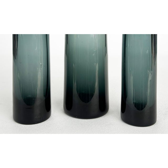 Gray Early 20th Century Per Lutken Holmegaard Glass Denmark Smoked Glasss Vases, Set of Three (3) For Sale - Image 8 of 11