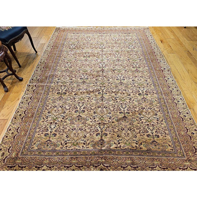 Late 19th Century Vintage Turkish Hereke Room Size Rug, Handwoven Wool, Allover Pattern, 7' x 10' For Sale - Image 5 of 15