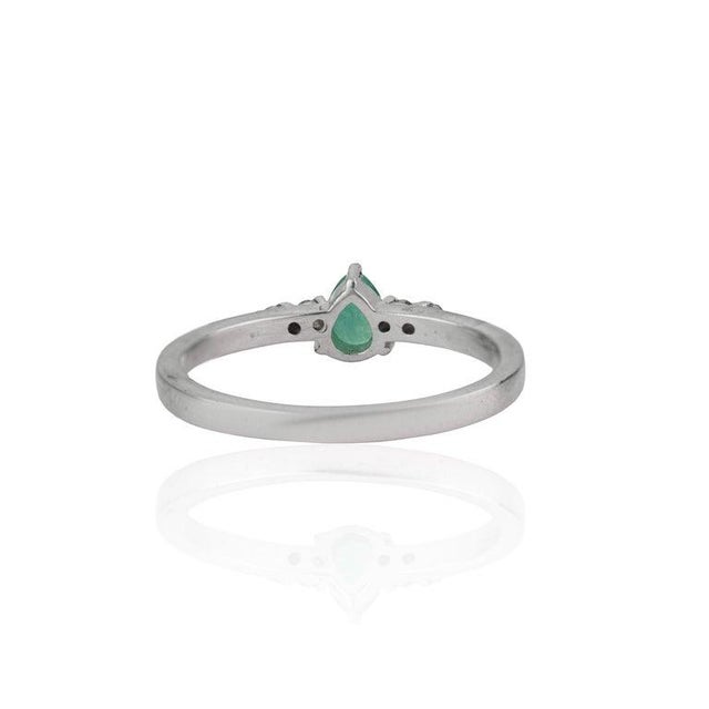 Not Yet Made - Made To Order Petite Natural Emerald & Diamond Promise Ring in 925 Sterling Silver, Size 8 For Sale - Image 5 of 12